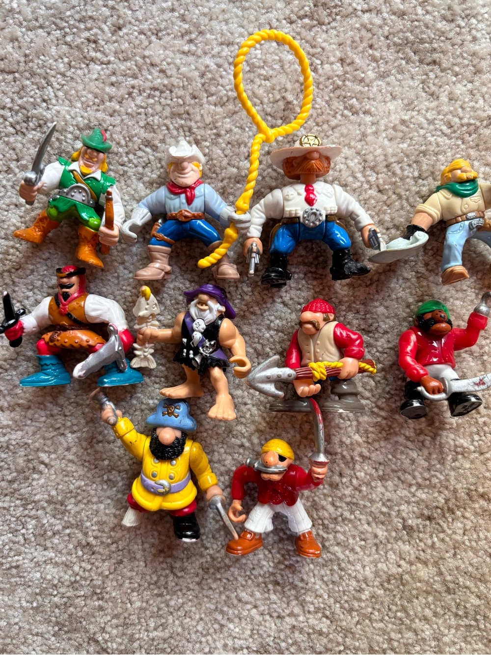 VTG 90s Fisher Price Great Adventures Lot Of 10 Action Figures Pirates, Cowboys